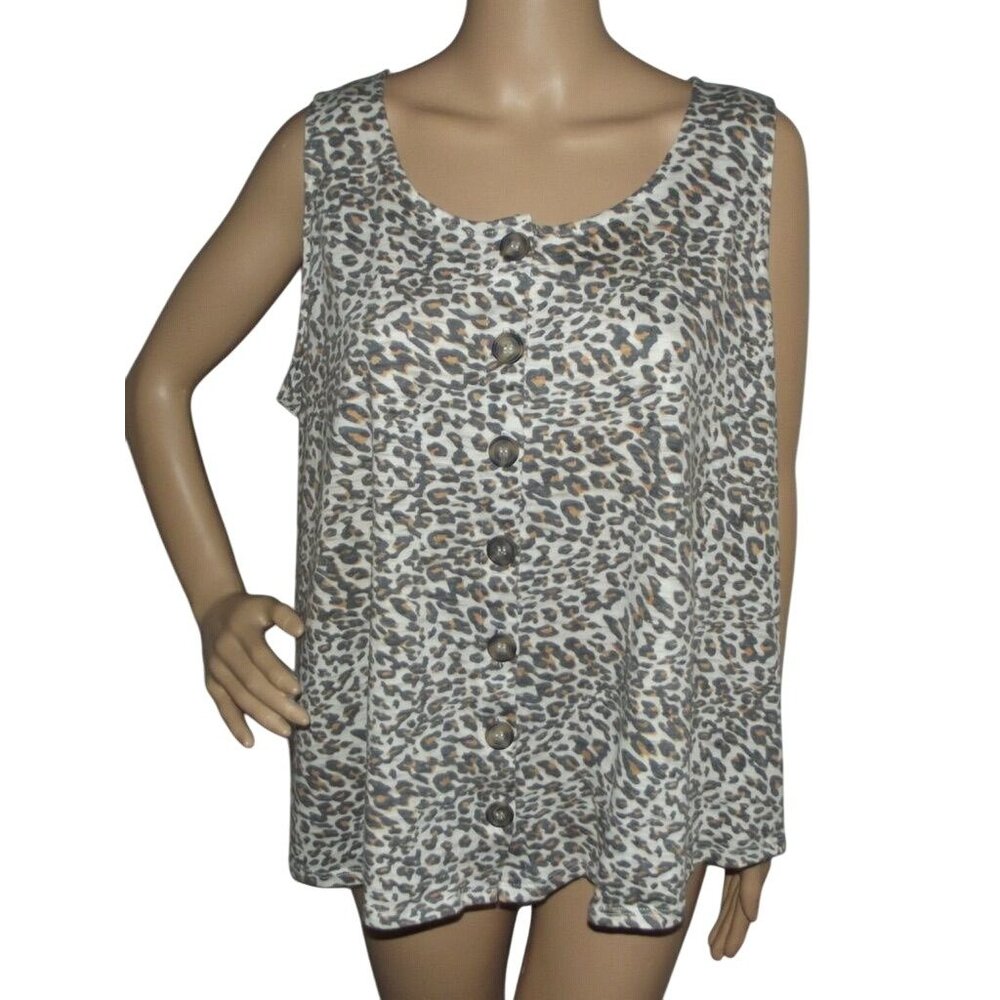 Cato Tank Top Womens Size 18W 20W leopard animal print wide strap button